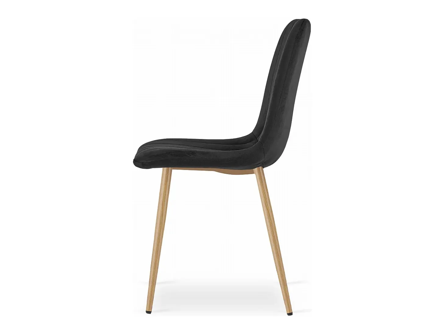 Silla Valora JEWA – Asiento de terciopelo negro con patas color madera x1