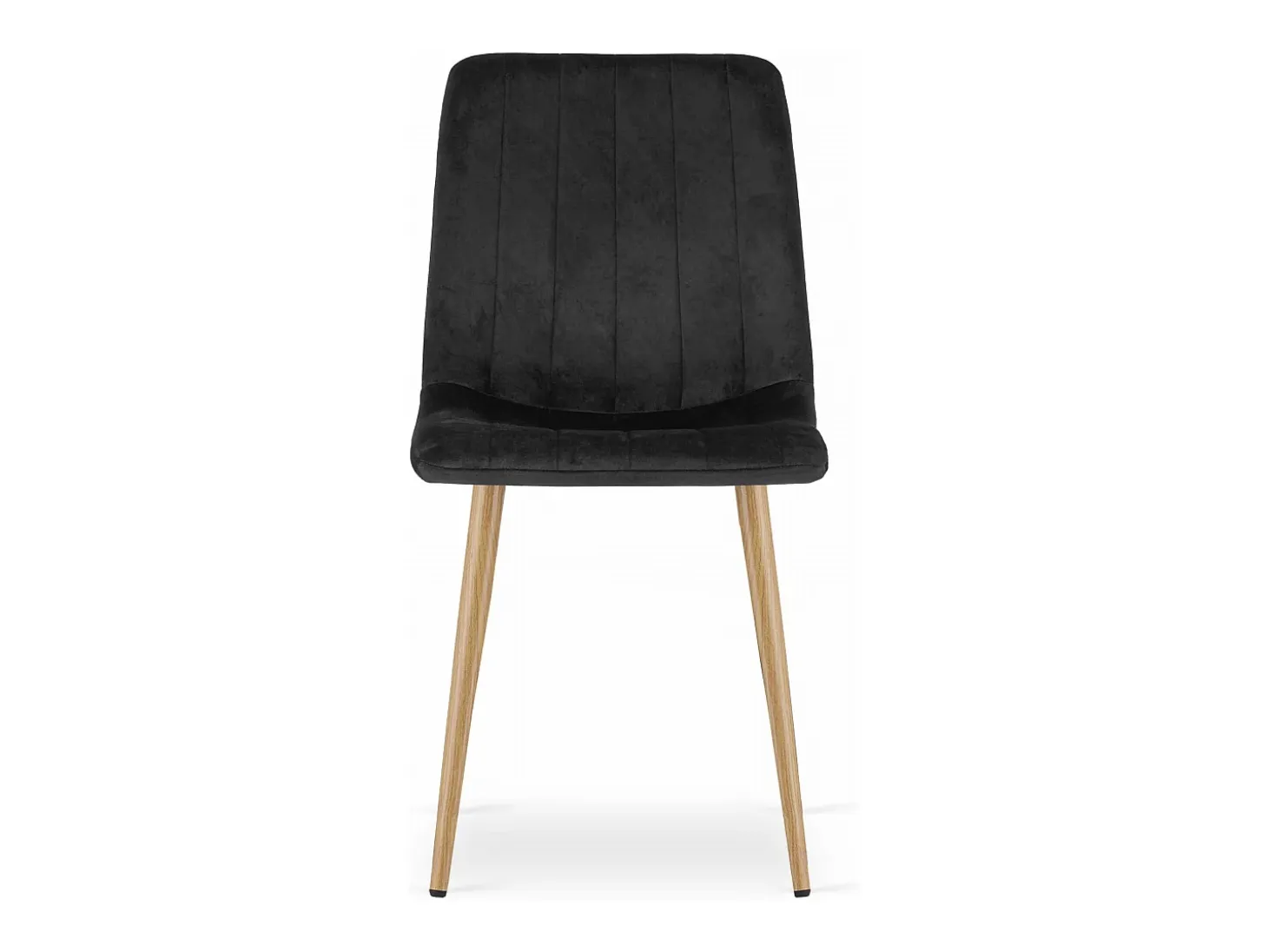 Silla Valora JEWA – Asiento de terciopelo negro con patas color madera x1