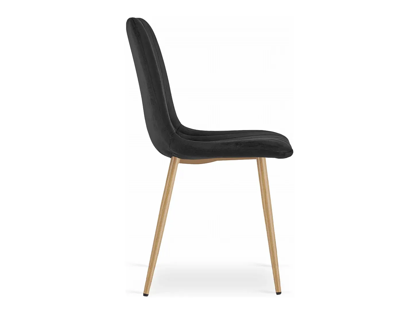 Silla Valora JEWA – Asiento de terciopelo negro con patas color madera x1