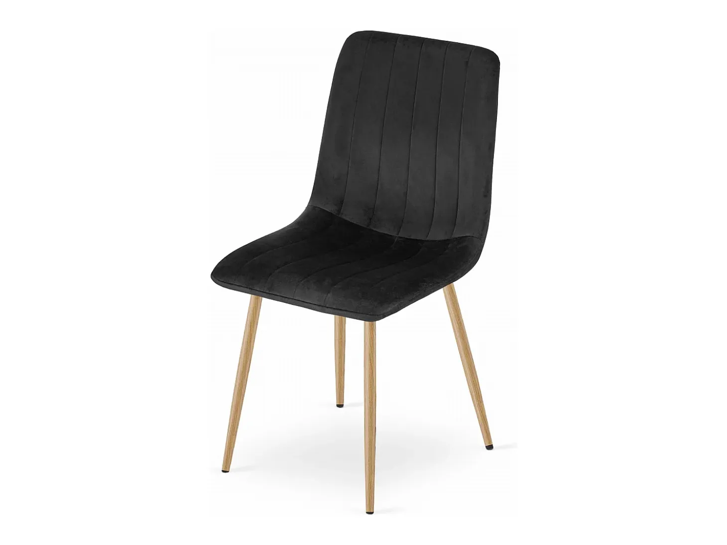 Silla Valora JEWA – Asiento de terciopelo negro con patas color madera x1