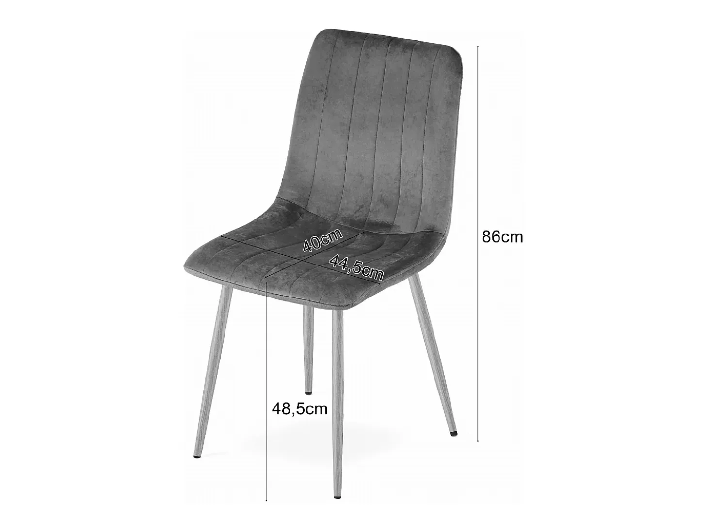 Silla Valora JEWA – Asiento de terciopelo negro con patas color madera x1