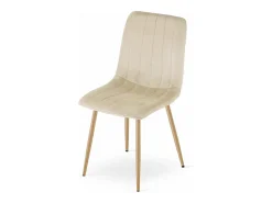 Silla Valora JEWA, tapizada en terciopelo beige claro, con patas color madera (x4)