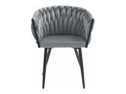 Silla Valora MAYAN, tapizada en terciopelo gris claro (x2)