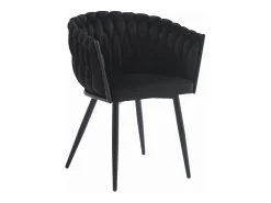 Silla Valora MAYAN tapizada en terciopelo negro con patas metálicas (x2)