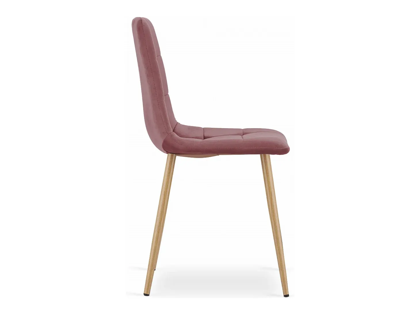 Silla Valora PYRA, terciopelo rosa, patas de madera, diseño moderno (x4)