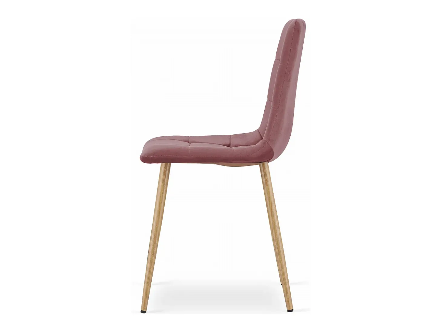 Silla Valora PYRA, terciopelo rosa, patas de madera, diseño moderno (x2)