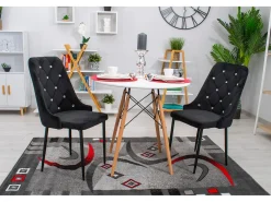 Silla Valora REMI de terciopelo negro con patas de metal x3