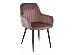 Silla Valora SELO, terciopelo rosa, patas negras, juego de 2