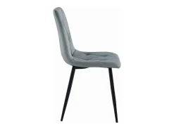 Silla Valora TYRA de terciopelo gris plateado con patas de metal negro x1
