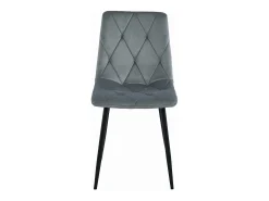 Silla Valora TYRA de terciopelo gris plateado con patas de metal negro x1