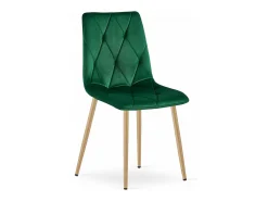Silla Valora TYRA, tapizada en terciopelo verde oscuro, con patas color madera (x4)
