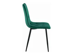 Silla Valora TYRA, terciopelo verde oscuro, patas negras, juego de 2