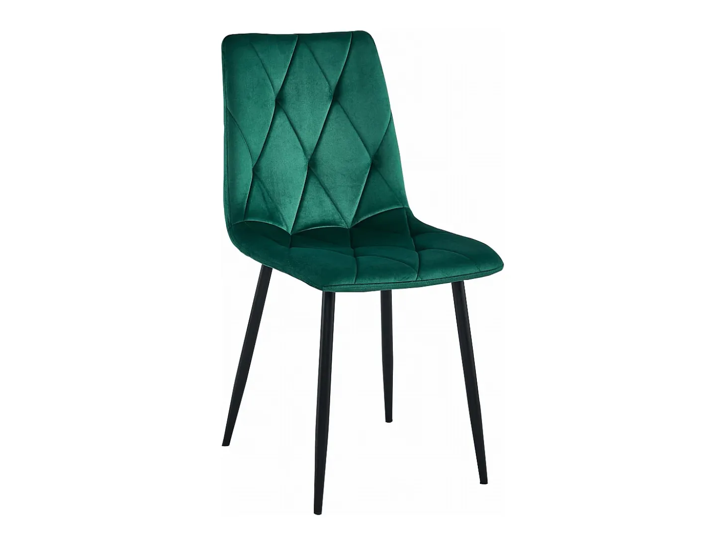 Silla Valora TYRA, terciopelo verde oscuro, patas negras, juego de 2