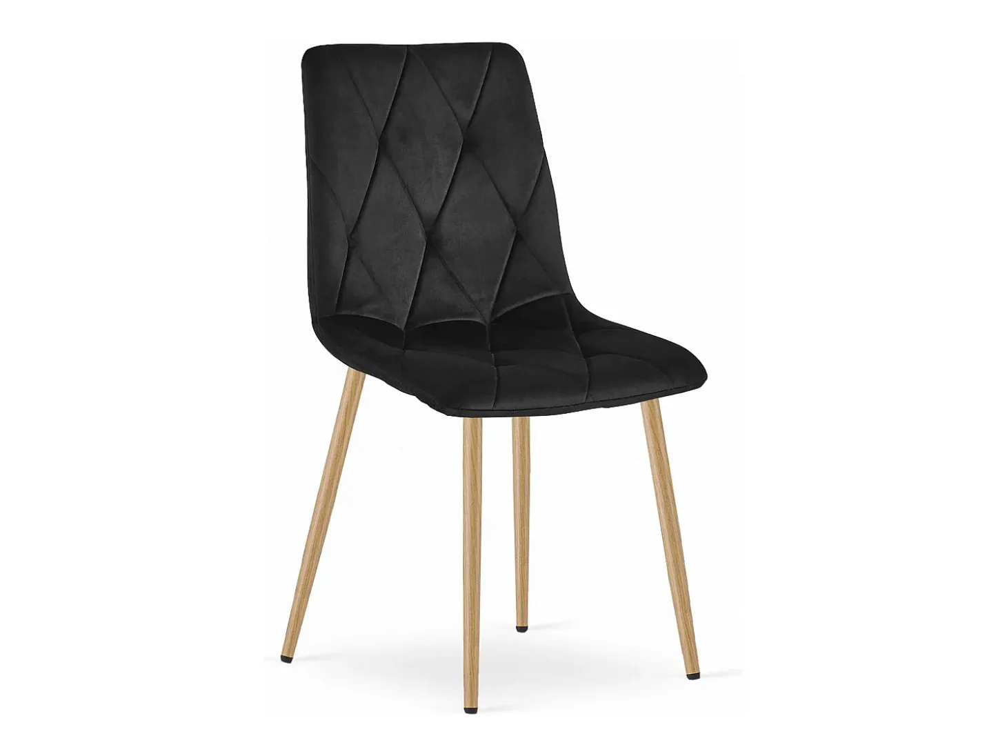 Silla Valora TYRA, terciopelo negro, patas color madera (x2)