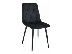 Silla Valora TYRA, terciopelo negro, patas metálicas, juego de 2