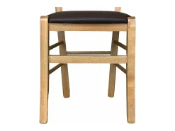 Silla Venecia de madera con asiento acolchado símil piel marrón nogal claro