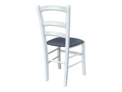 Silla veneciana antigua de madera blanca con asiento acolchado de color antracita