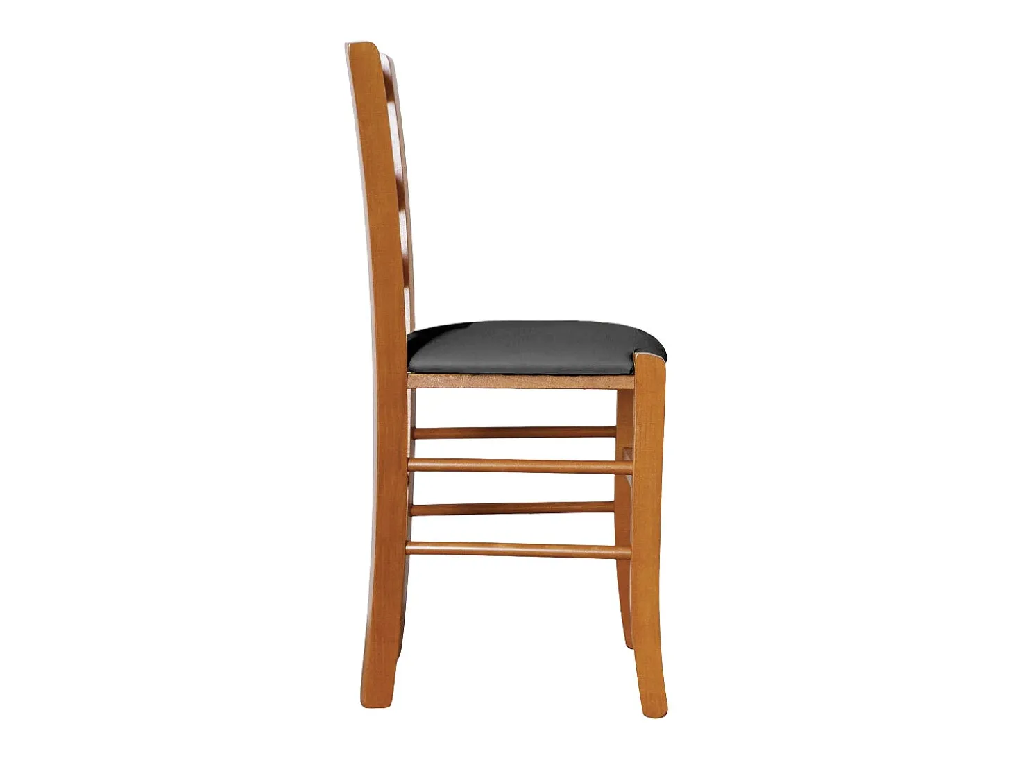 Silla veneciana de madera de cerezo con asiento acolchado de piel sintética gris antracita
