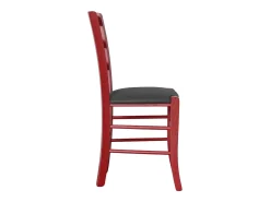 Silla veneciana de madera roja con asiento de piel sintética gris antracita