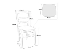 Silla veneciana de madera roja con asiento de piel sintética gris antracita