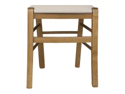 Silla Venezia de madera de nogal claro con asiento tapizado en símil piel beige