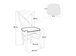 Silla Venezia en madera de cerezo con respaldo cruzado y asiento de piel sintética marrón.