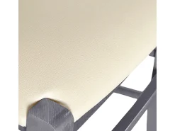 Silla Venezia en madera de haya gris con asiento de símil piel beige