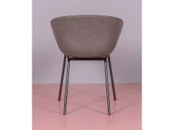Silla vintage con reposabrzos tapizada en polipiel encerado - Denver - Gris Oscuro