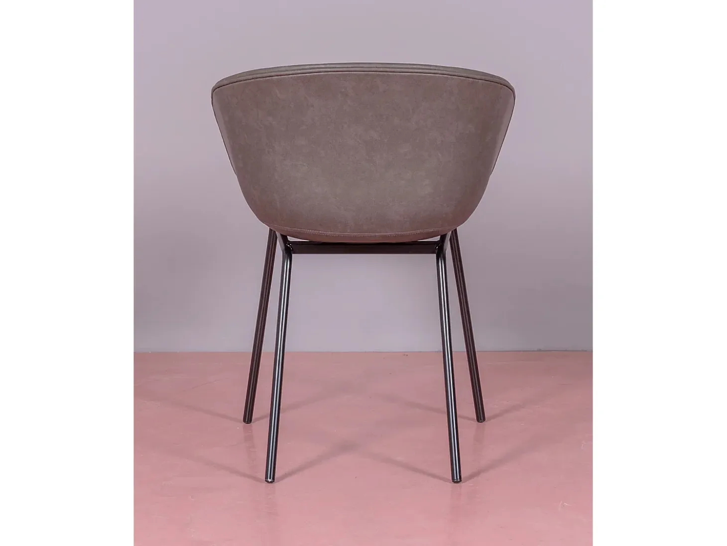 Silla vintage con reposabrzos tapizada en polipiel encerado - Denver - Gris Oscuro