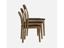 Silla vintage de madera de caucho y tela, set de 2 nogal