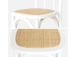 Silla vintage de madera y ratán, set de 2 blanco