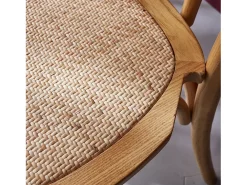Silla vintage de madera y ratán, set de 2 natural