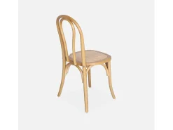 Silla vintage de madera y ratán, set de 2 natural