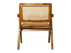 Silla vintage de teca maciza y ratán JANNIE