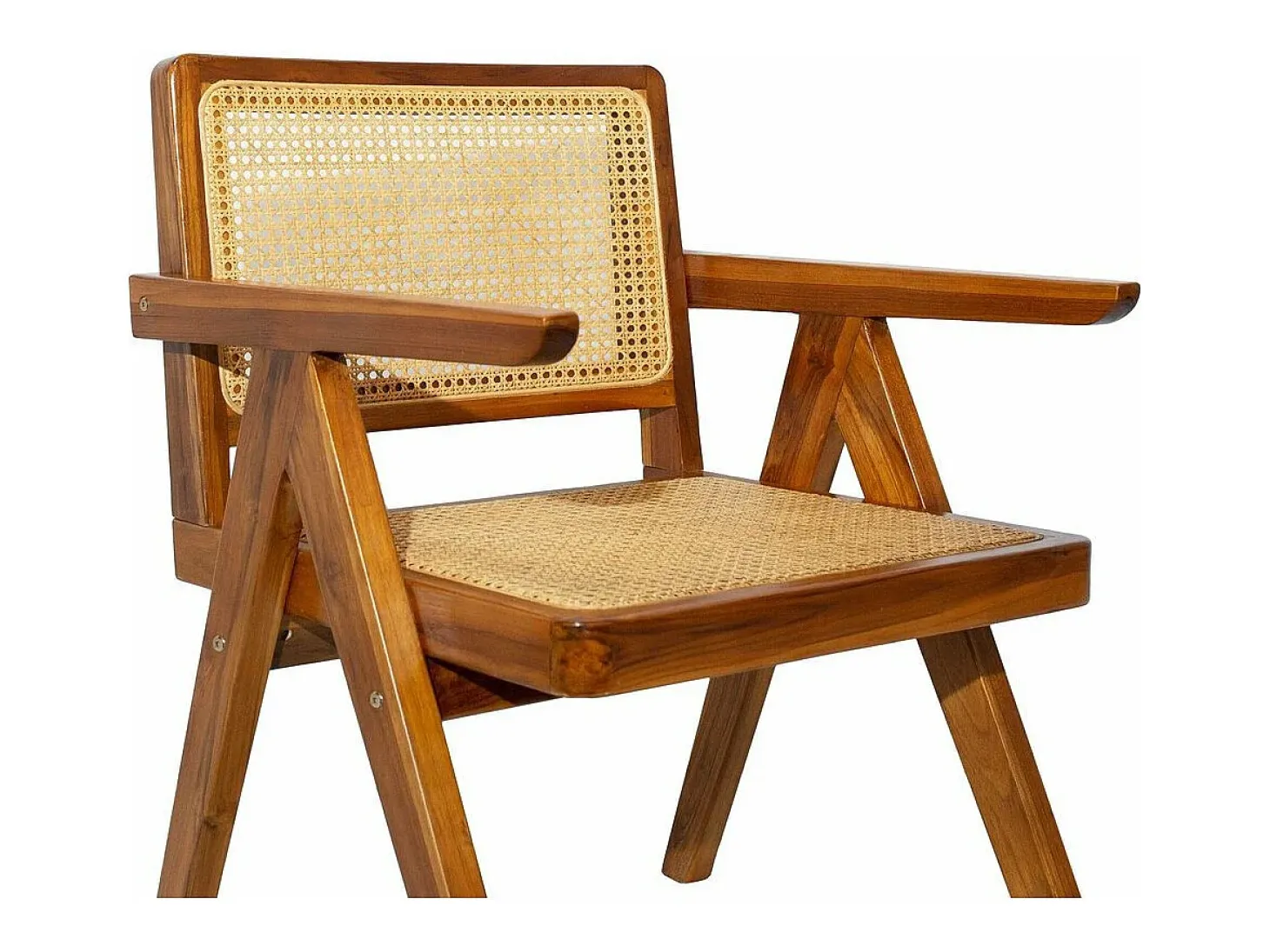 Silla vintage de teca maciza y ratán JANNIE