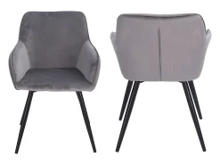 Silla vintage de terciopelo gris GISELE - HAPPY GARDEN