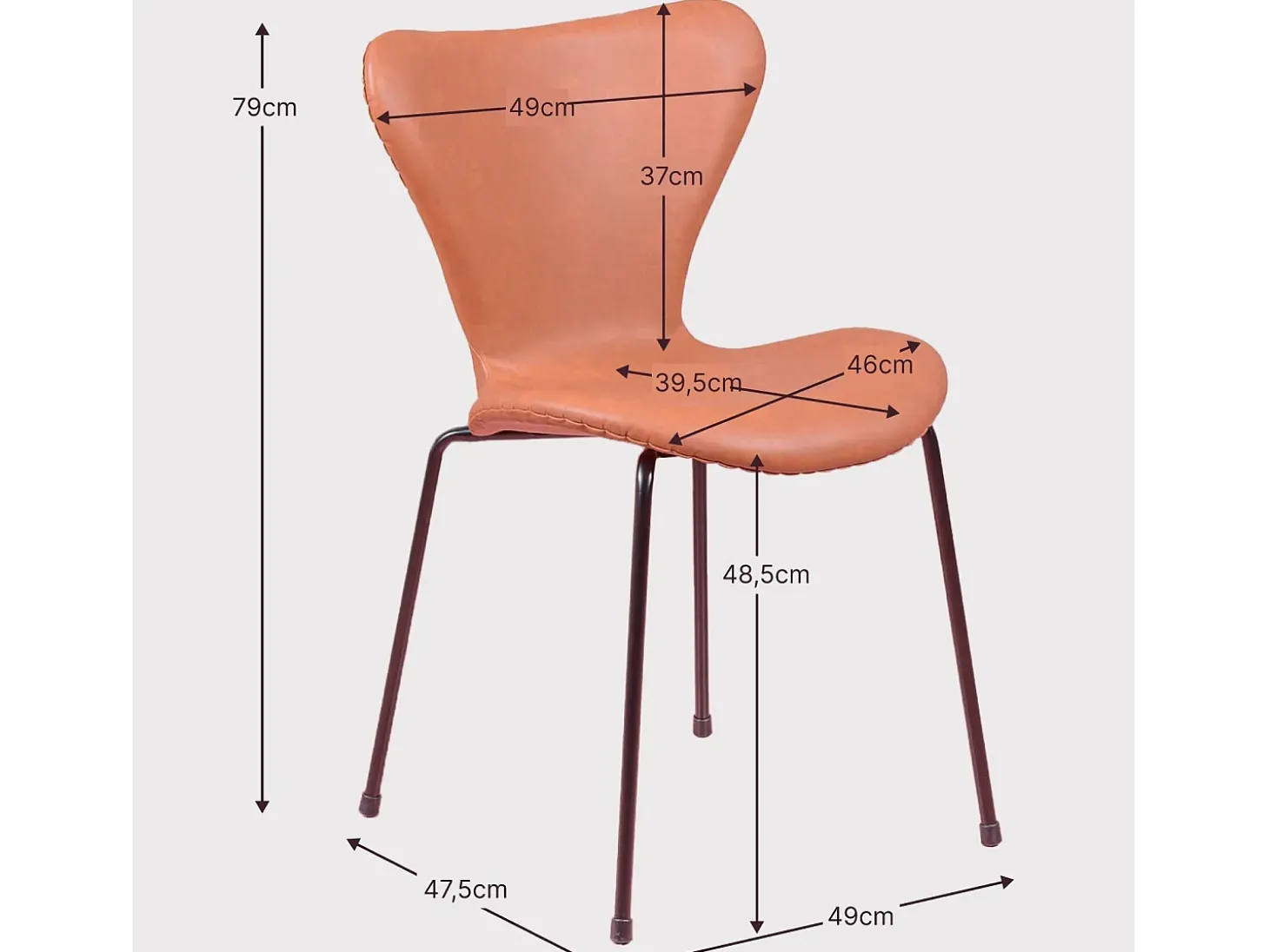 Silla vintage tapizada en polipiel desgastado - Seven - Beige