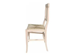 Silla Vittoria en madera cruda para pintar con asiento en paja de pantano