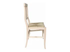 Silla Vittoria en madera cruda para pintar con asiento en paja de pantano