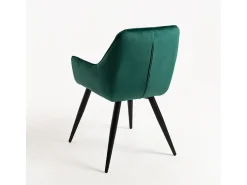 Silla Zonky de terciopelo verde oscuro con patas de metal negro - Lote de 2