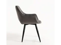 Silla Zonky de terciopelo gris oscuro con patas de metal negro - Lote de 2