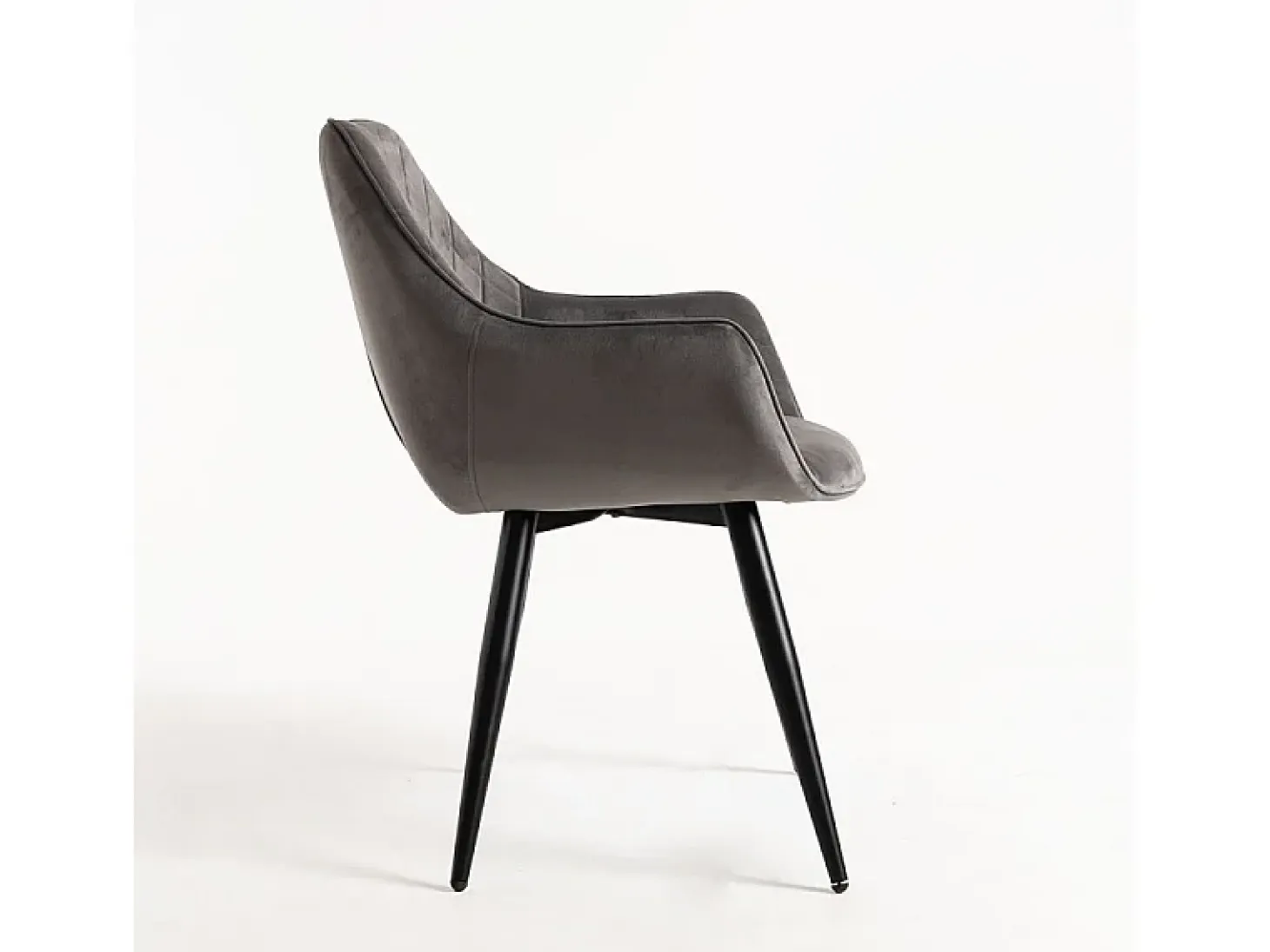 Silla Zonky de terciopelo gris oscuro con patas de metal negro - Lote de 2