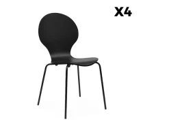 Sillas apilables retro, madera y contrachapado, set de 4 negro