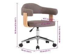 Sillas comedor giratorias 2 unidades madera curvada tela gris taupe