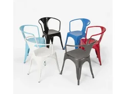sillas con reposabrazos de acero para cocina y bar diseño moderno steel arm - Azul