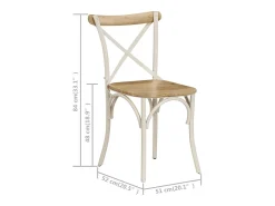 Sillas con respaldo cruzado 4 uds madera maciza de mango blanco