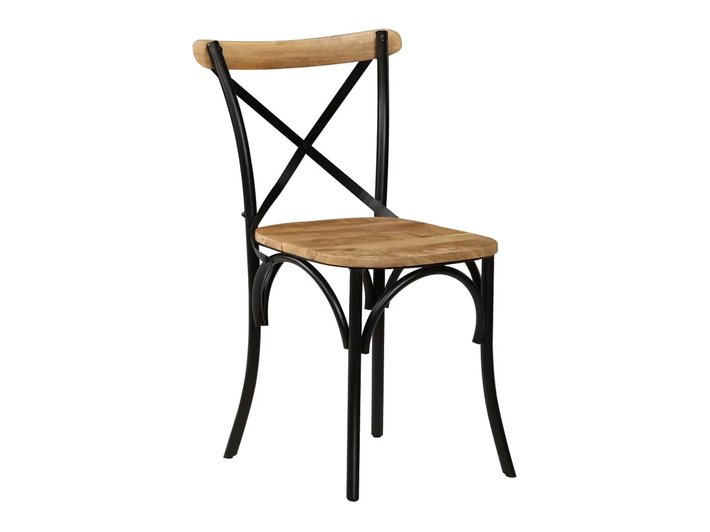 Sillas con respaldo cruzado 4 unidades madera maciza de mango negro