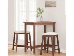 Sillas de bar con cojines, 2 piezas, madera maciza de caucho marrón