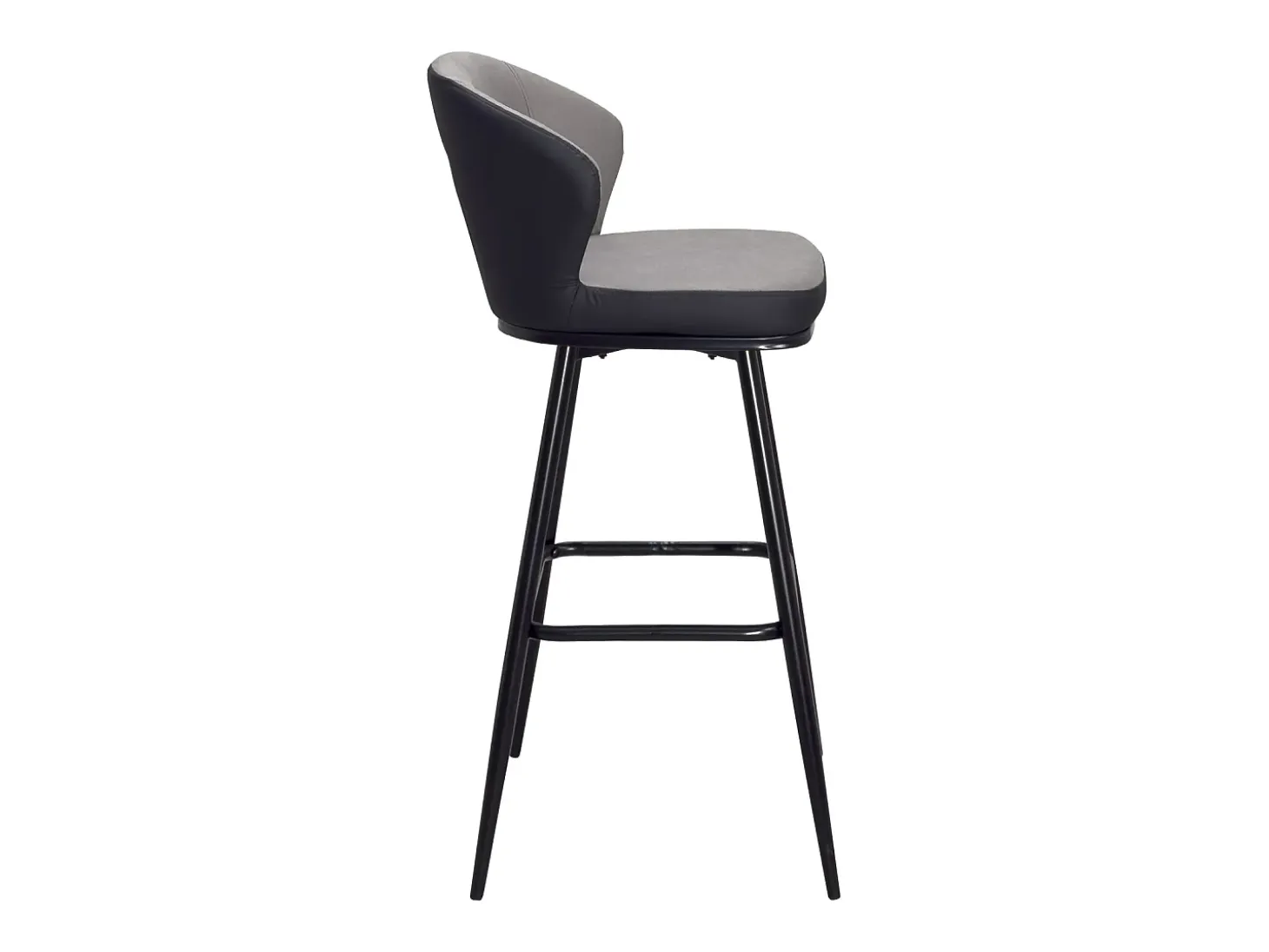 Sillas de bar giratorias acolchadas, altura del asiento 72 cm, lote de 2, DANA (Gris y Negro)