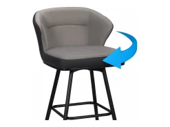 Sillas de bar giratorias acolchadas, altura del asiento 72 cm, lote de 2, DANA (Gris y Negro)
